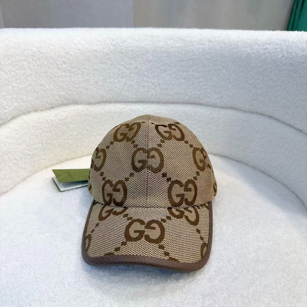 Gucci GG Canvas Baseball Cap with Leather Trim